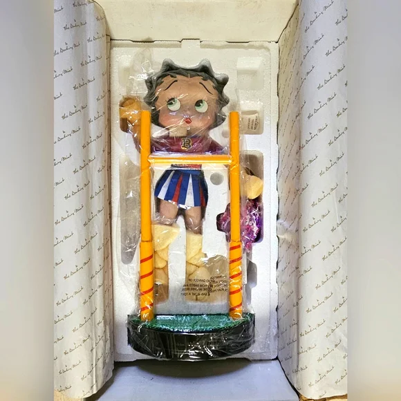 Betty Boop Cheerleader 1995 Porcelain Doll 16 Tall - Danbury Mint NEW IN BOX